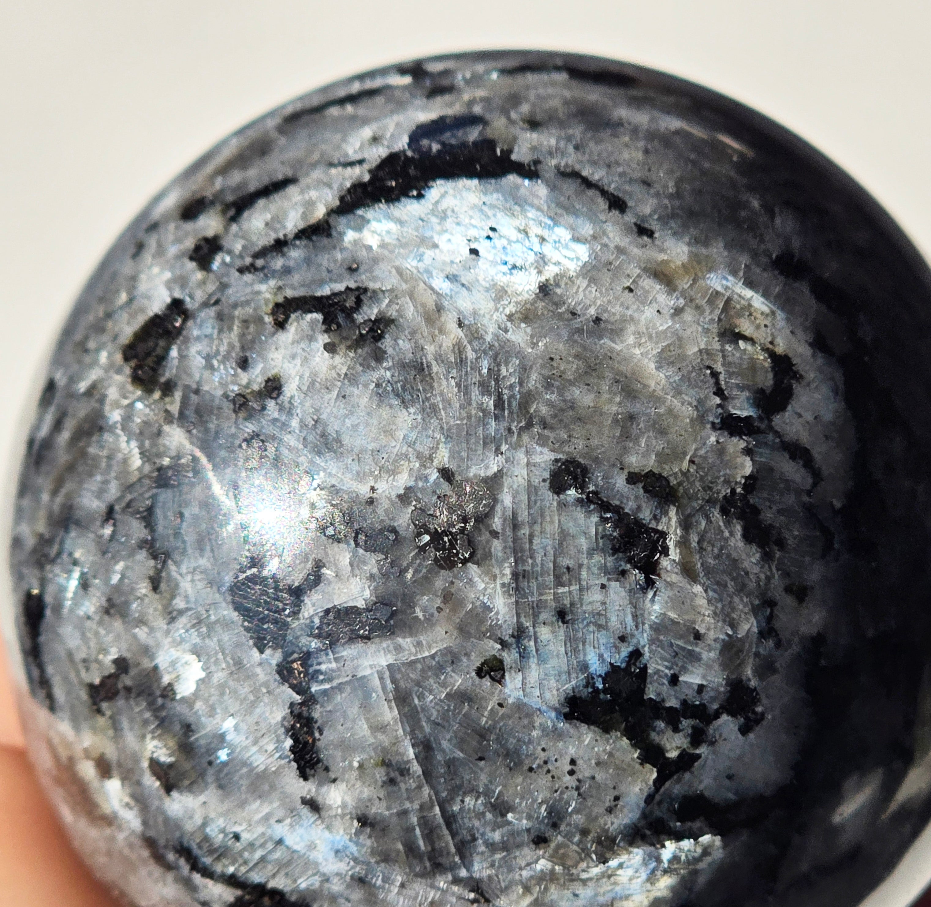 Flashy Larvikite Sphere 63 mm