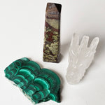 Crystal Gift Set, Crystal Dragon Skull, Malachite Stone, Dragon Blood Stone