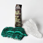 Crystal Gift Set, Crystal Dragon Skull, Malachite Stone, Dragon Blood Stone