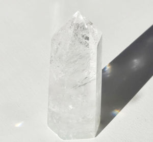 Clear Quartz Tower with rainbow inclusions