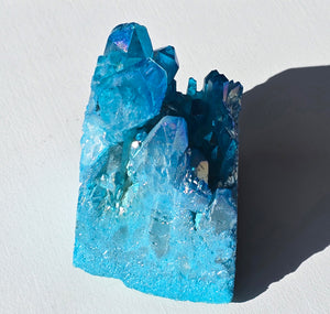 Aqua Aura Quartz Crystal Cluster