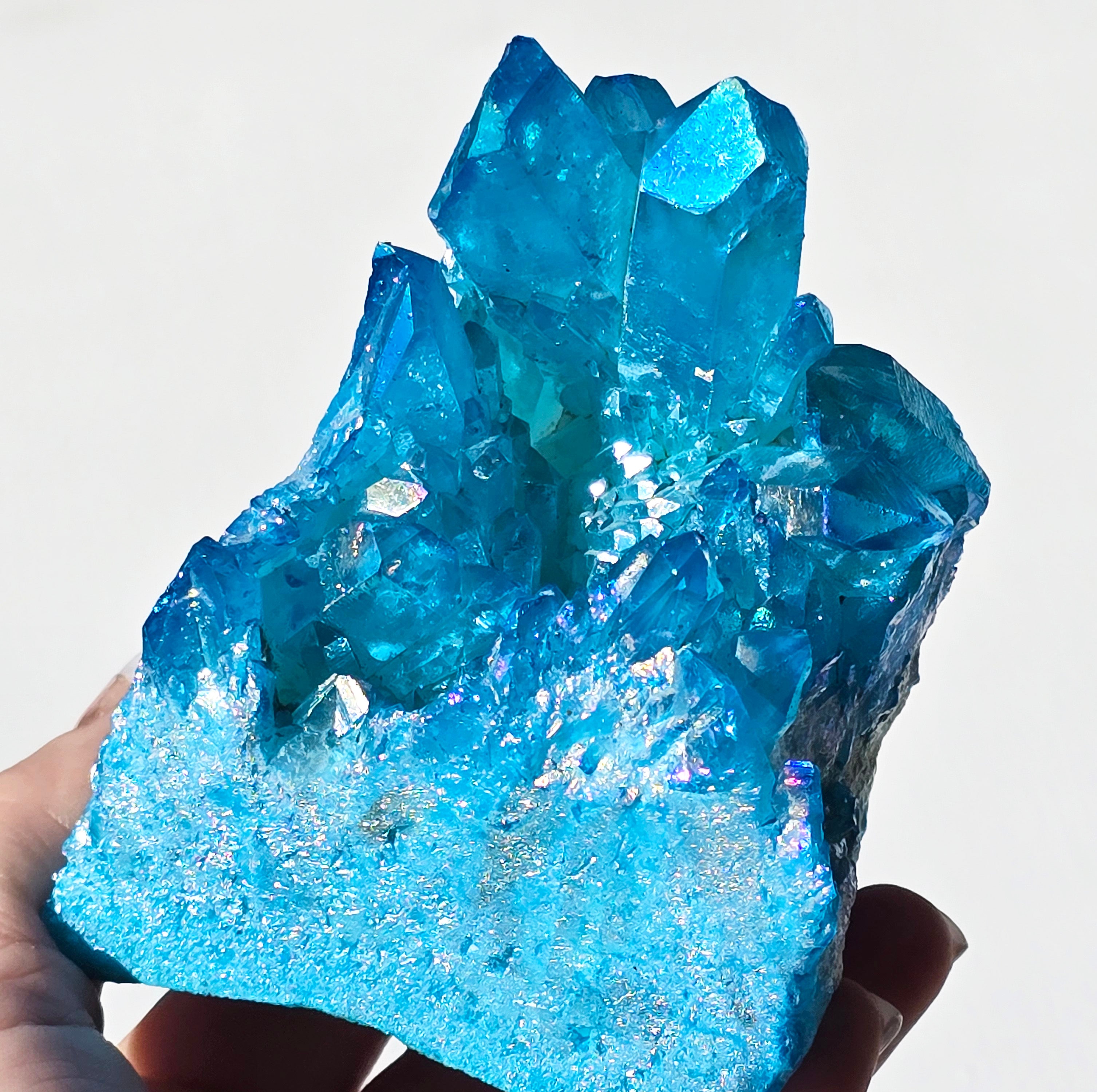 Aqua Aura Quartz Crystal Cluster