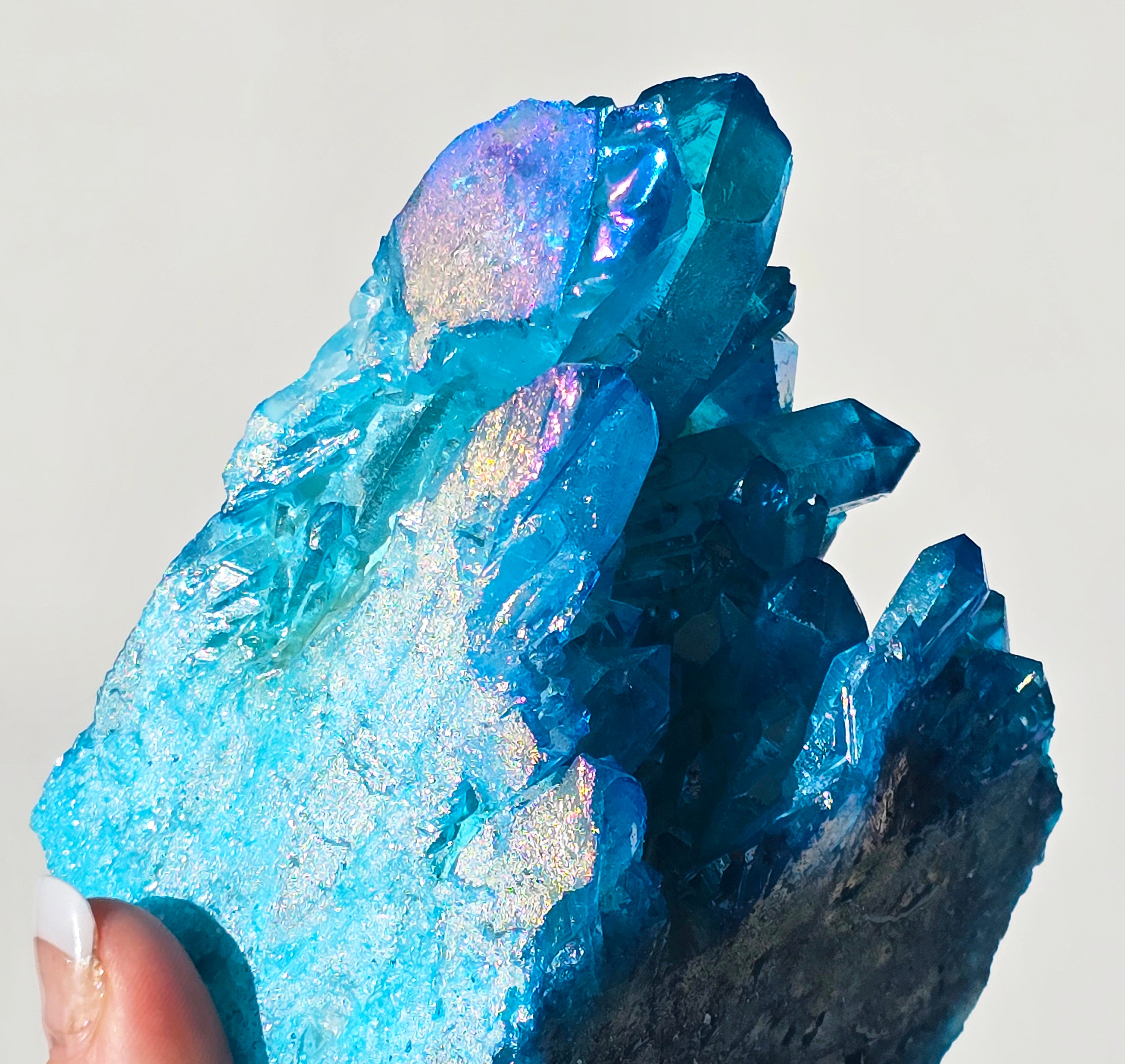 Aqua Aura Quartz Crystal Cluster