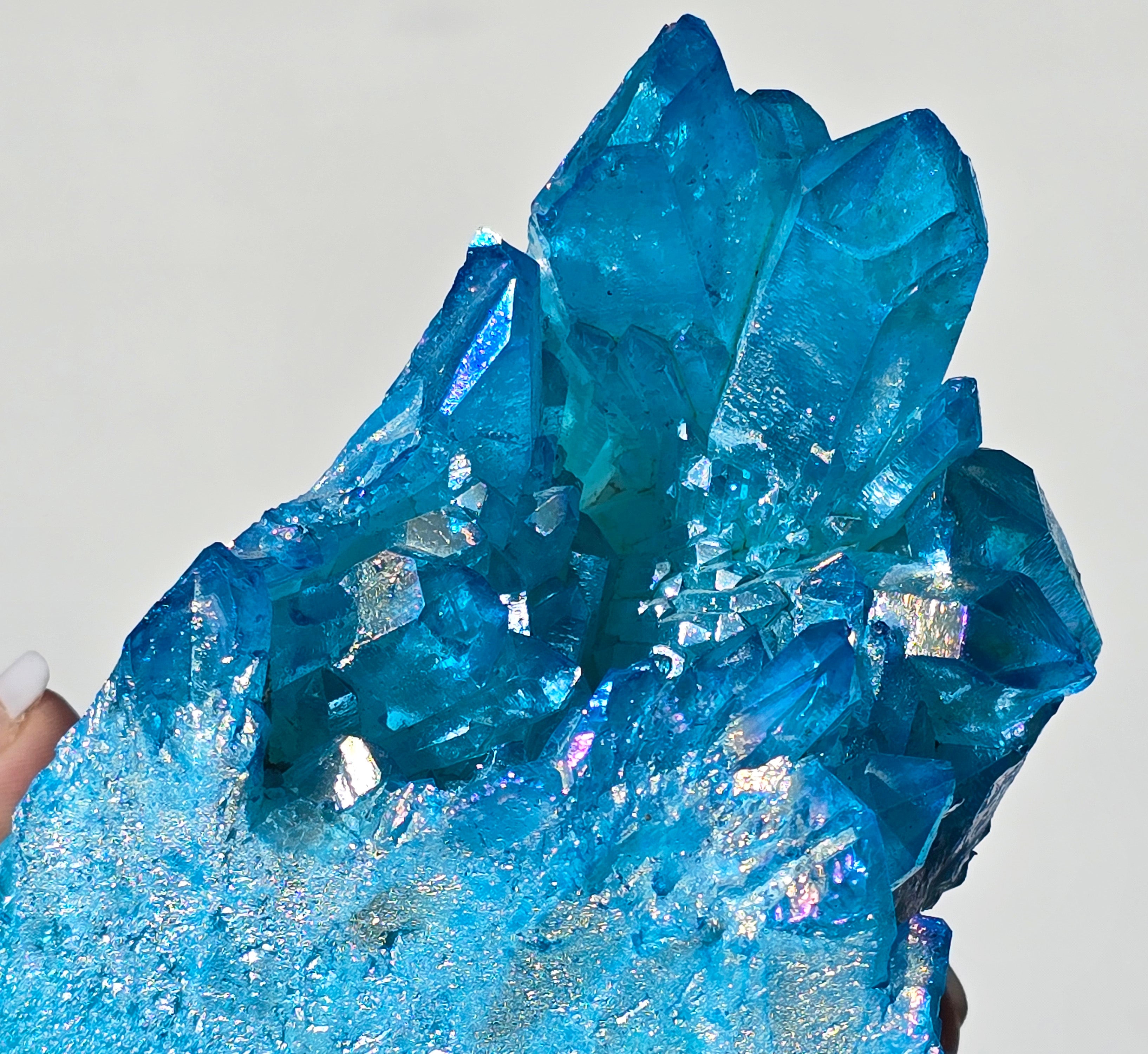 Aqua Aura Quartz Crystal Cluster