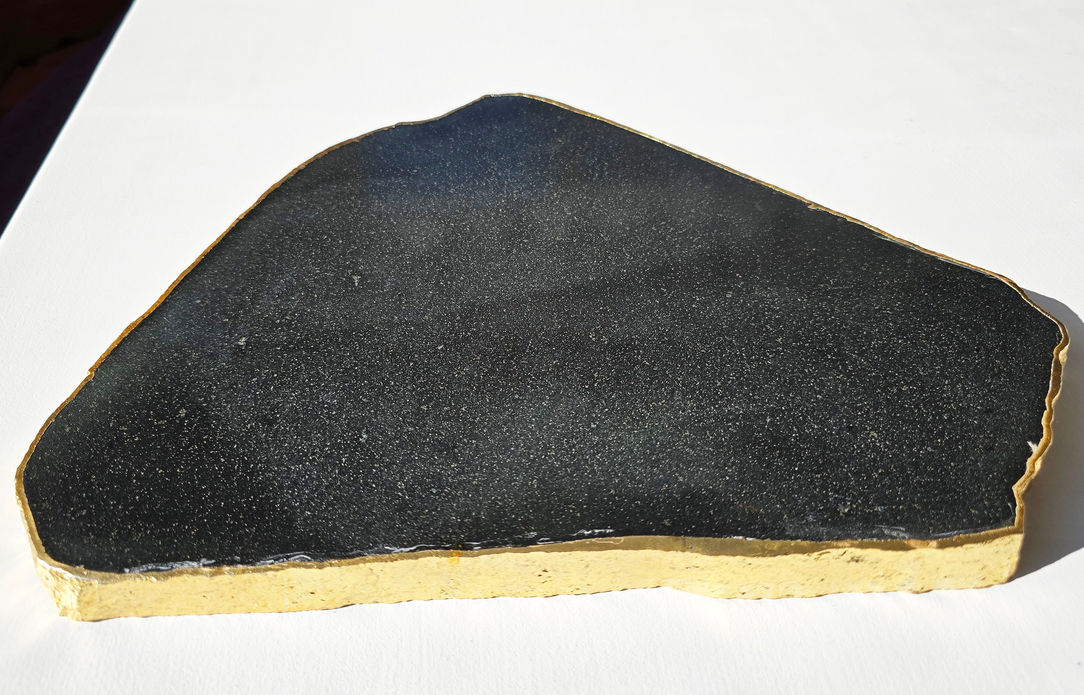 Black Agate platter with gold-plated edge SALE!!