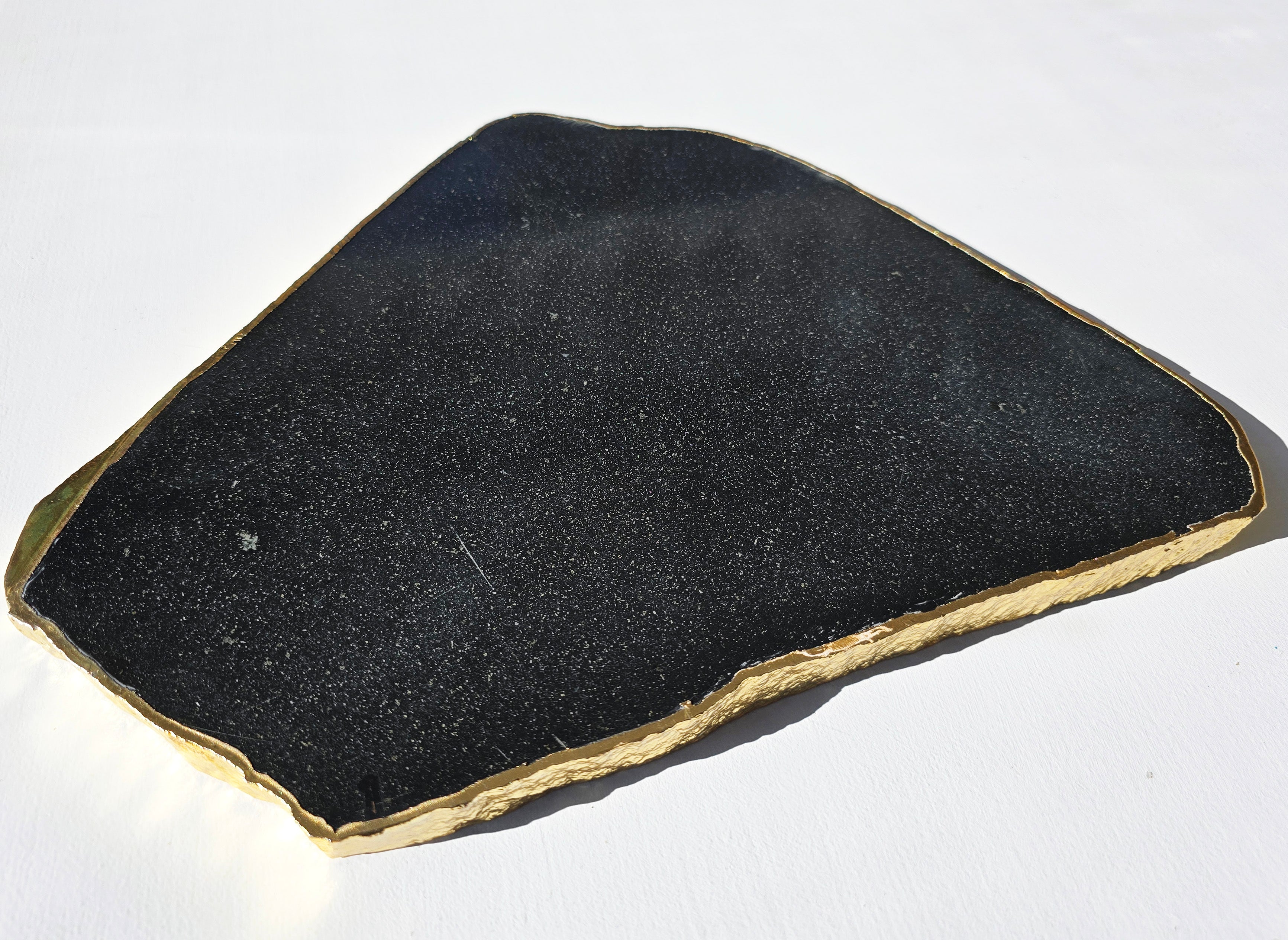 Black Agate platter with gold-plated edge SALE!!