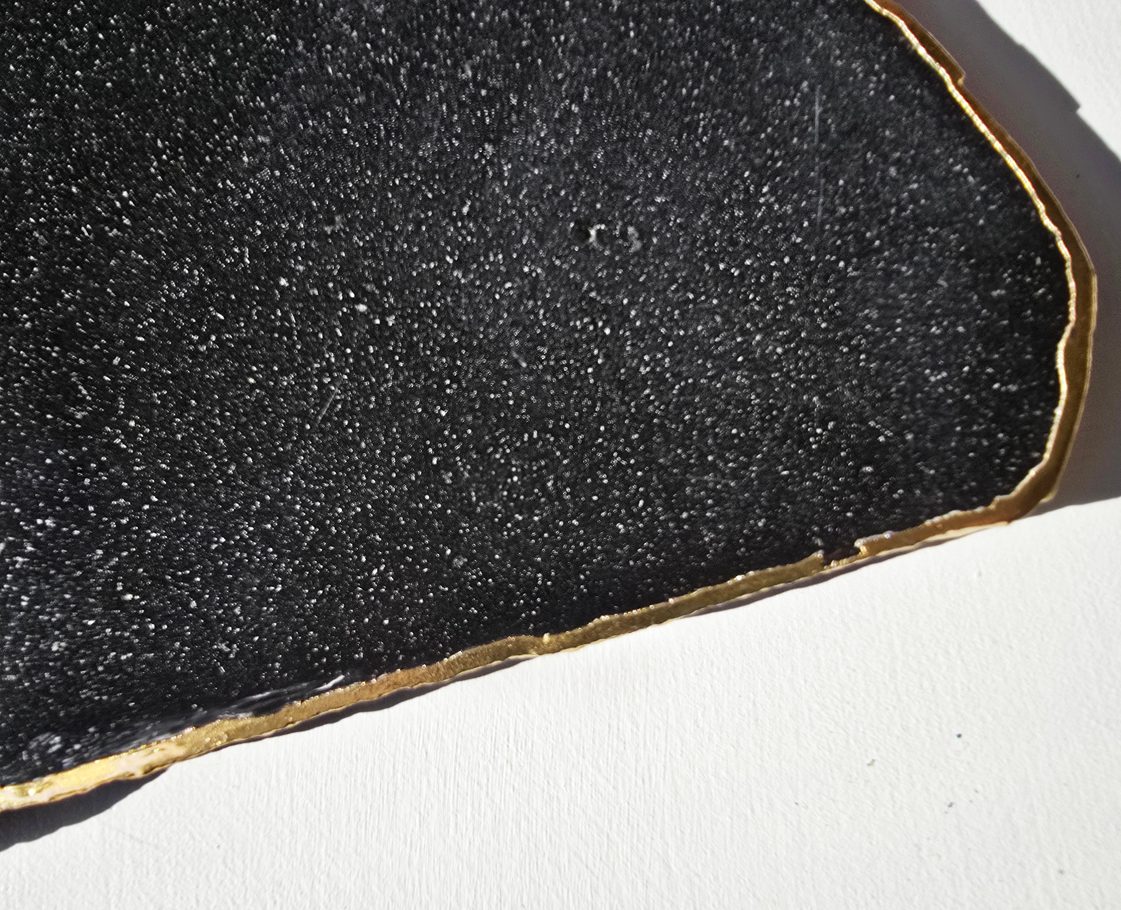 Black Agate platter with gold-plated edge SALE!!