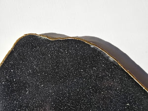 Black Agate platter with gold-plated edge SALE!!