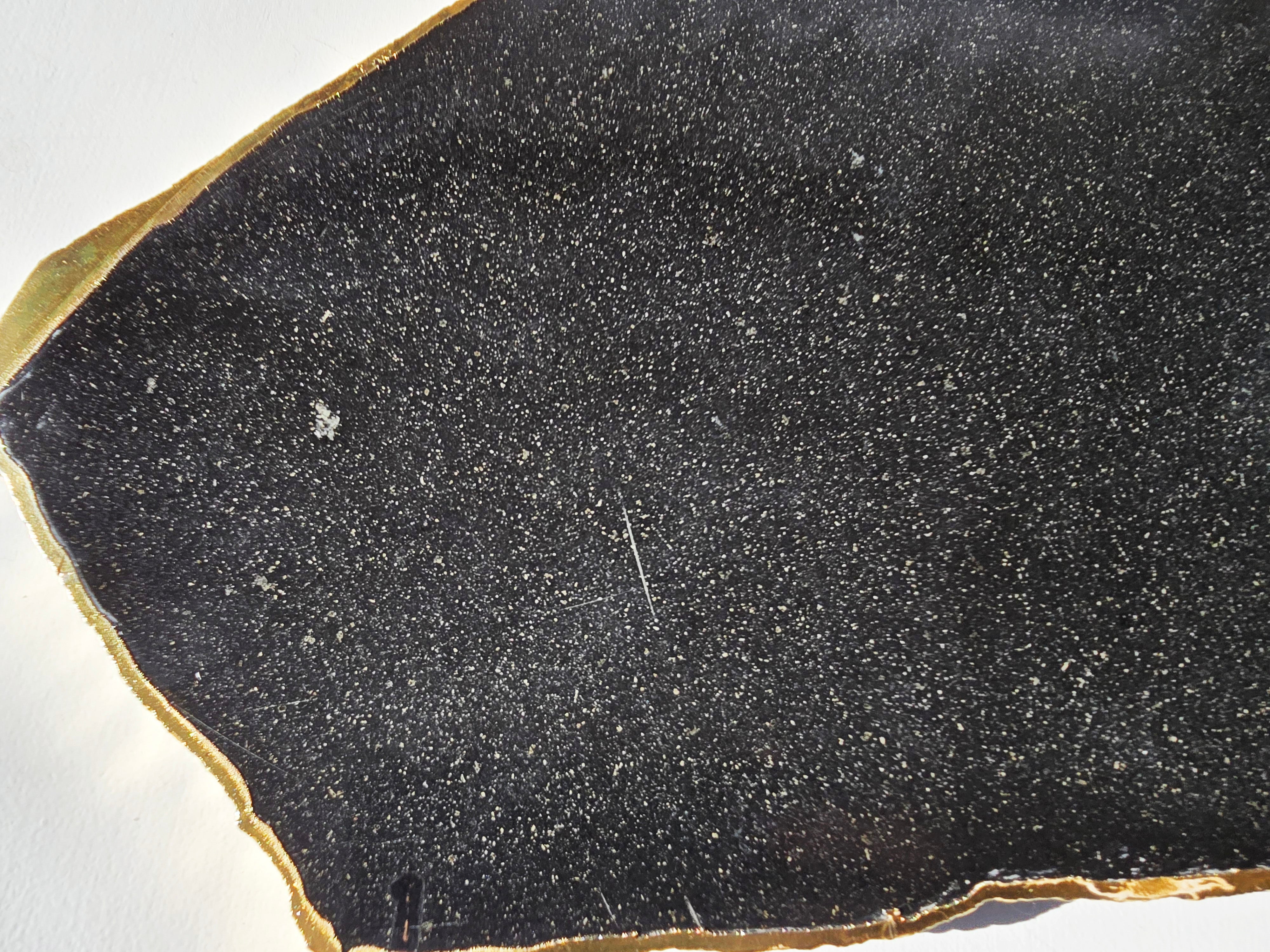 Black Agate platter with gold-plated edge SALE!!