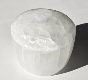 Polished Selenite Jar with lid LARGE