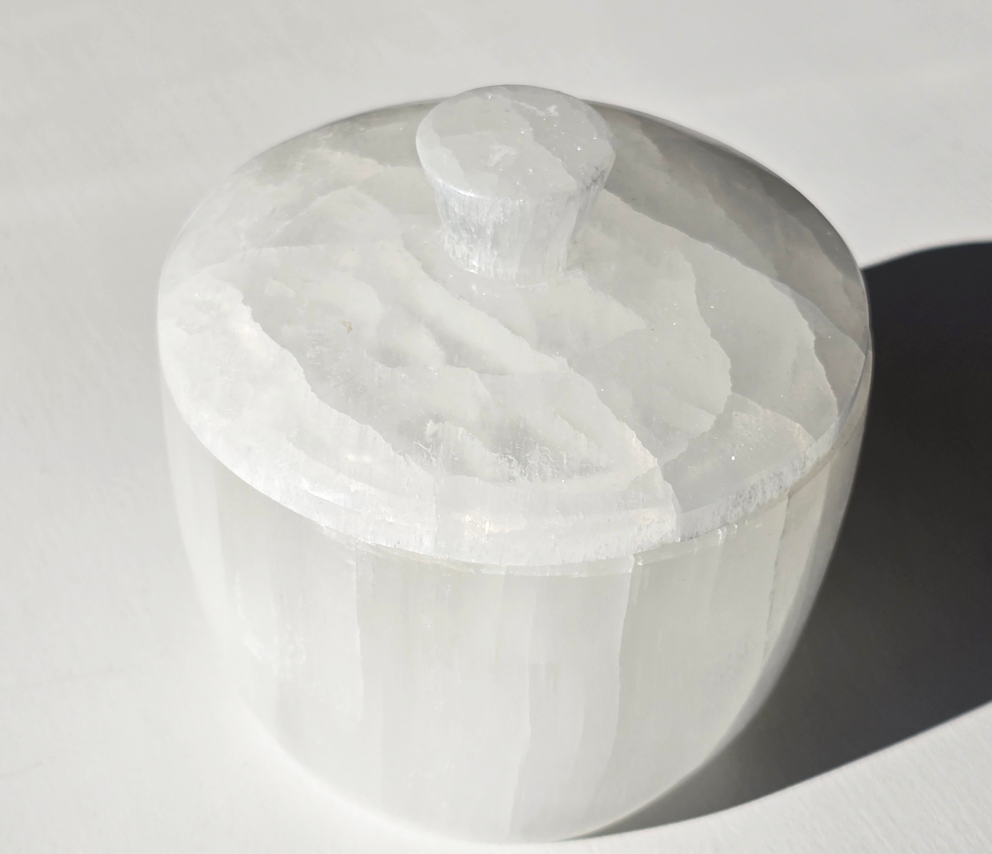 Polished Selenite Jar with lid LARGE