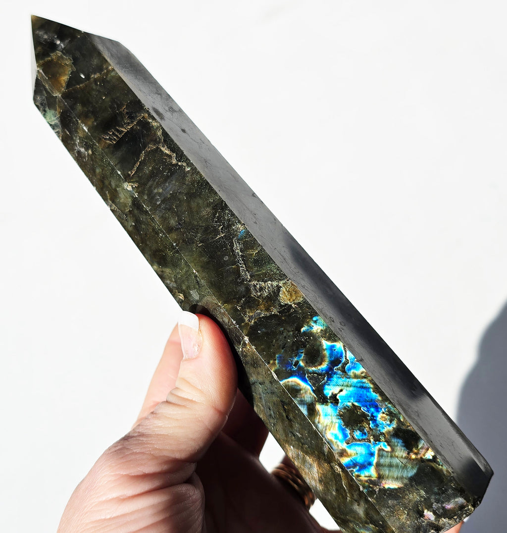 Labradorite Tower with rainbow inclusion