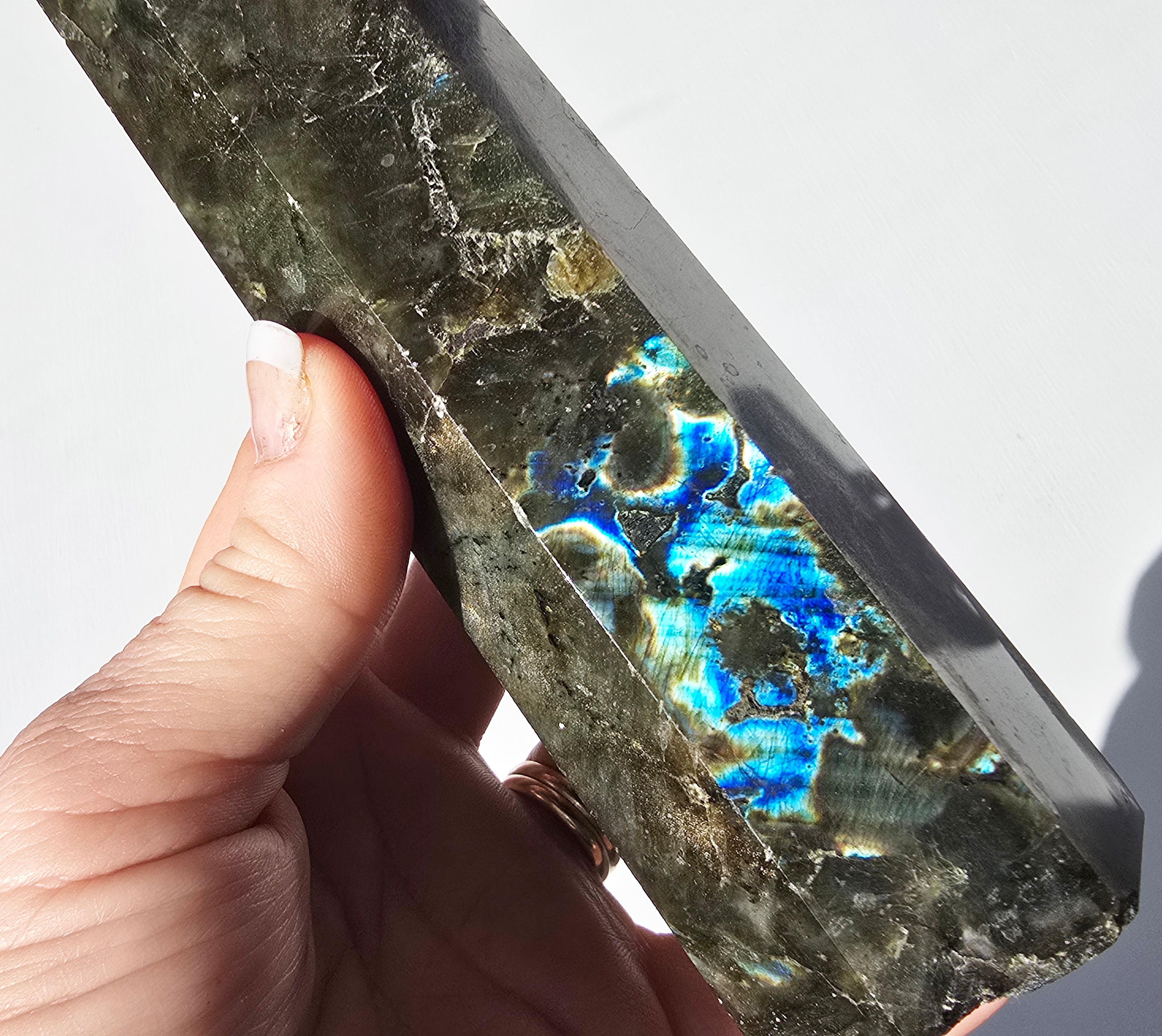 Labradorite Tower with rainbow inclusion