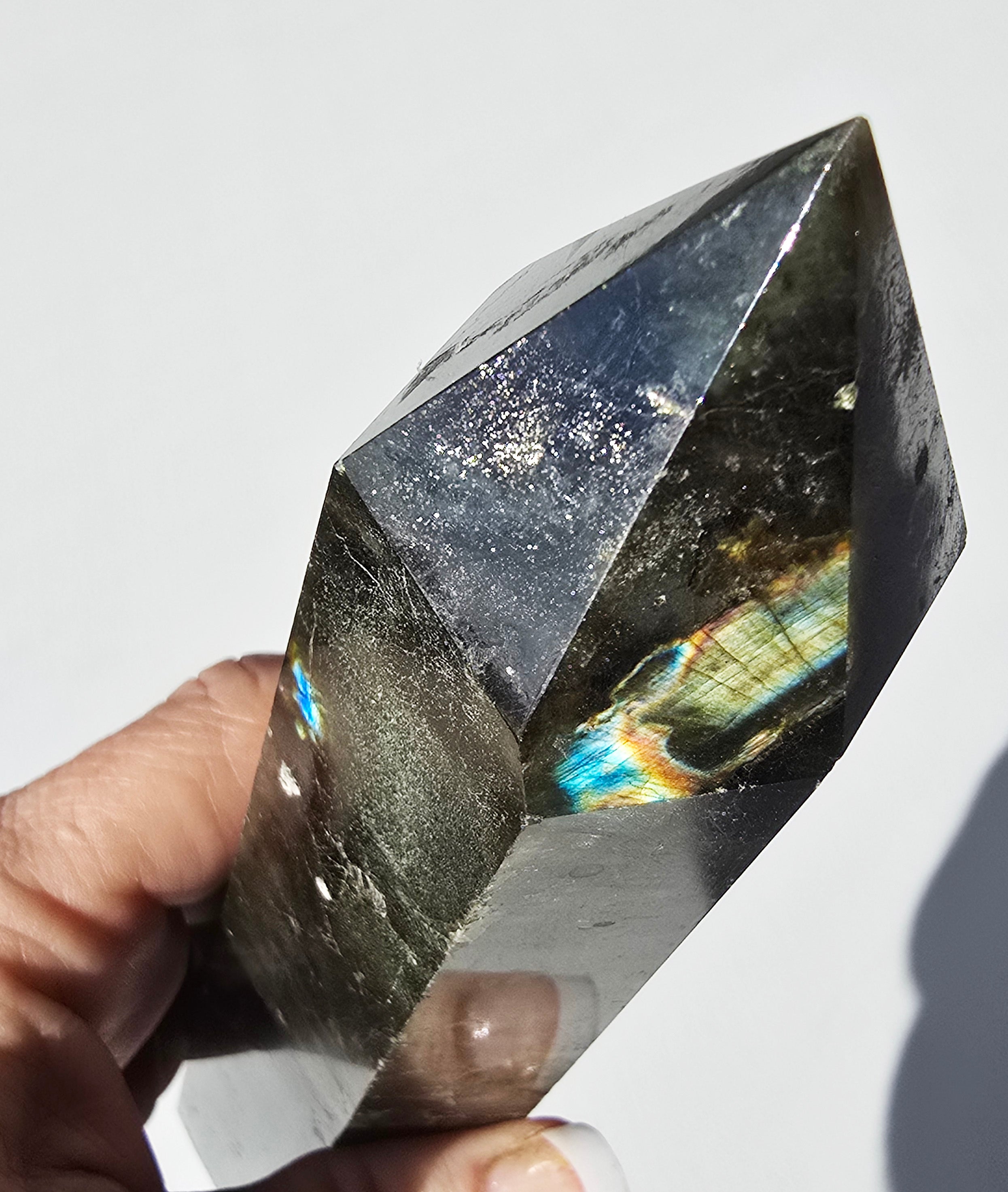 Labradorite Tower with rainbow inclusion