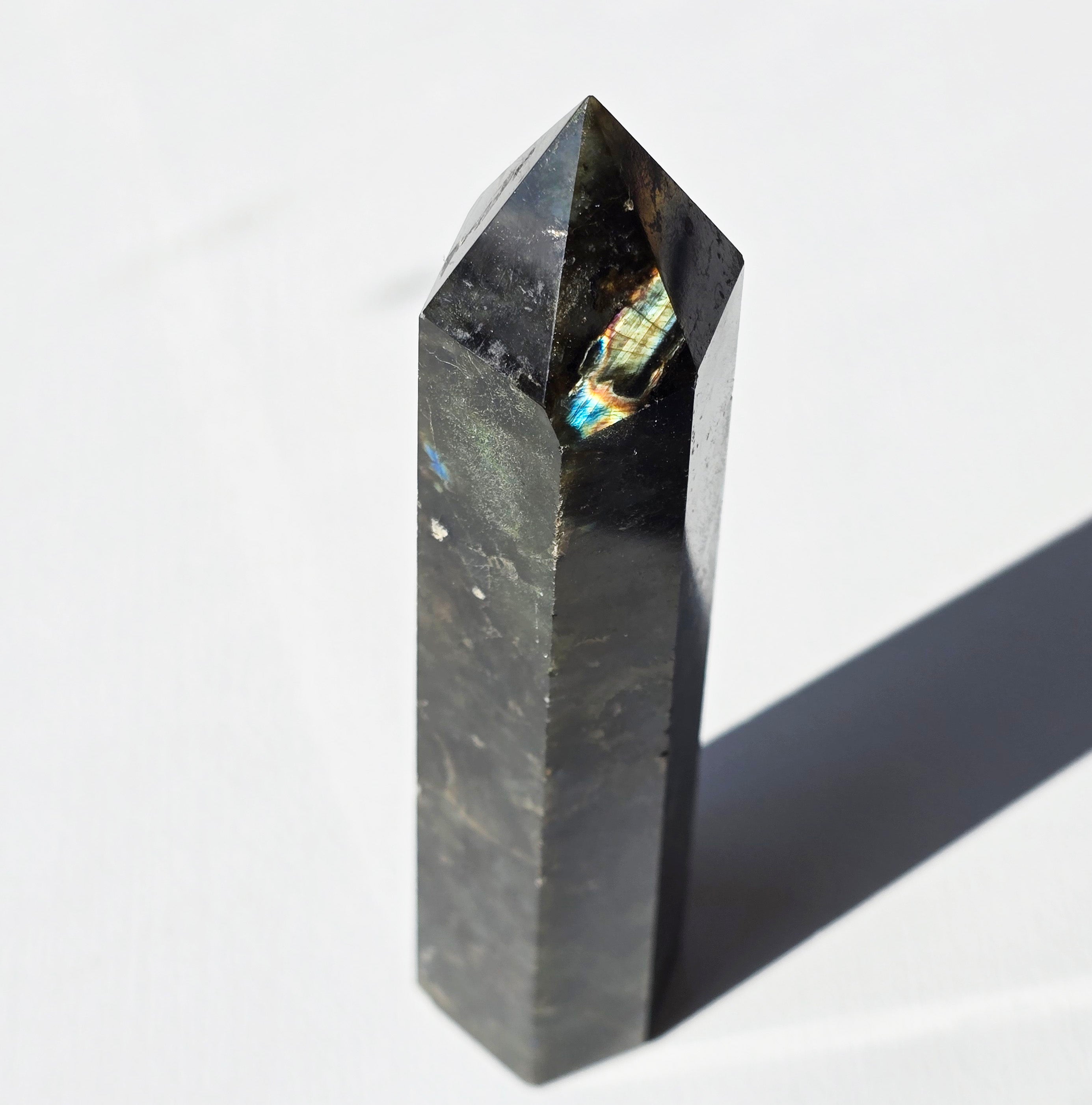 Labradorite Tower with rainbow inclusion