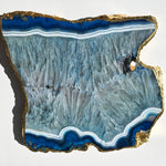 Blue Agate Plate with gold-plated edges