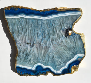 Blue Agate Plate with gold-plated edges