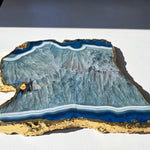 Blue Agate Plate with gold-plated edges