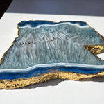 Blue Agate Plate with gold-plated edges