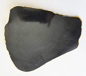 Black Agate plate serving plate, gold-plated edge SALE