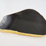 Black Agate plate serving plate, gold-plated edge SALE