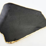 Black Agate plate serving plate, gold-plated edge SALE