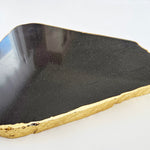 Black Agate plate serving plate, gold-plated edge SALE