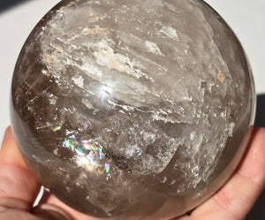 Smoky Quartz Sphere with rainbow inclusions