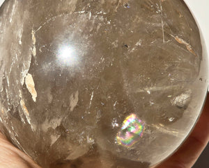 Smoky Quartz Sphere with rainbow inclusions