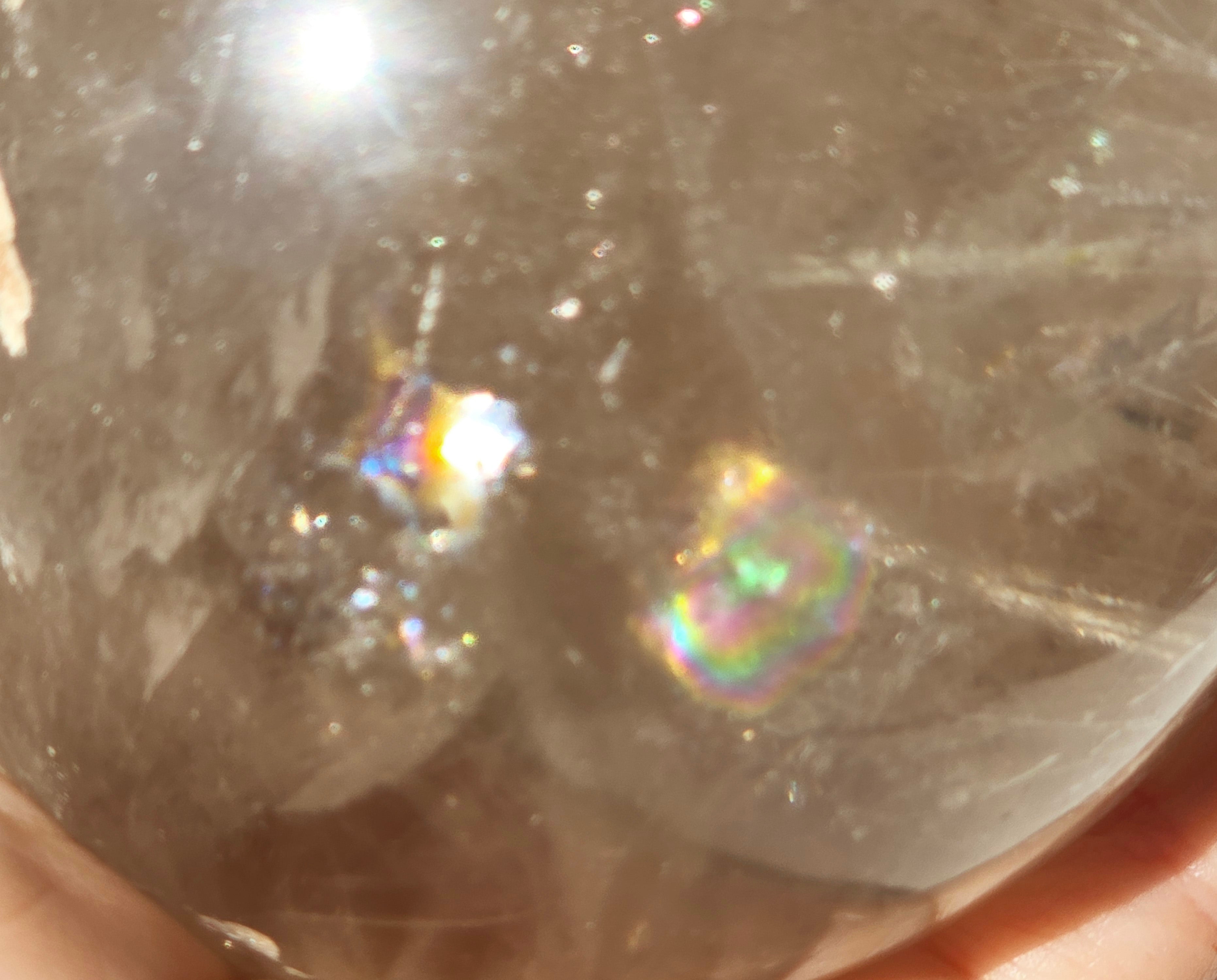 Smoky Quartz Sphere with rainbow inclusions