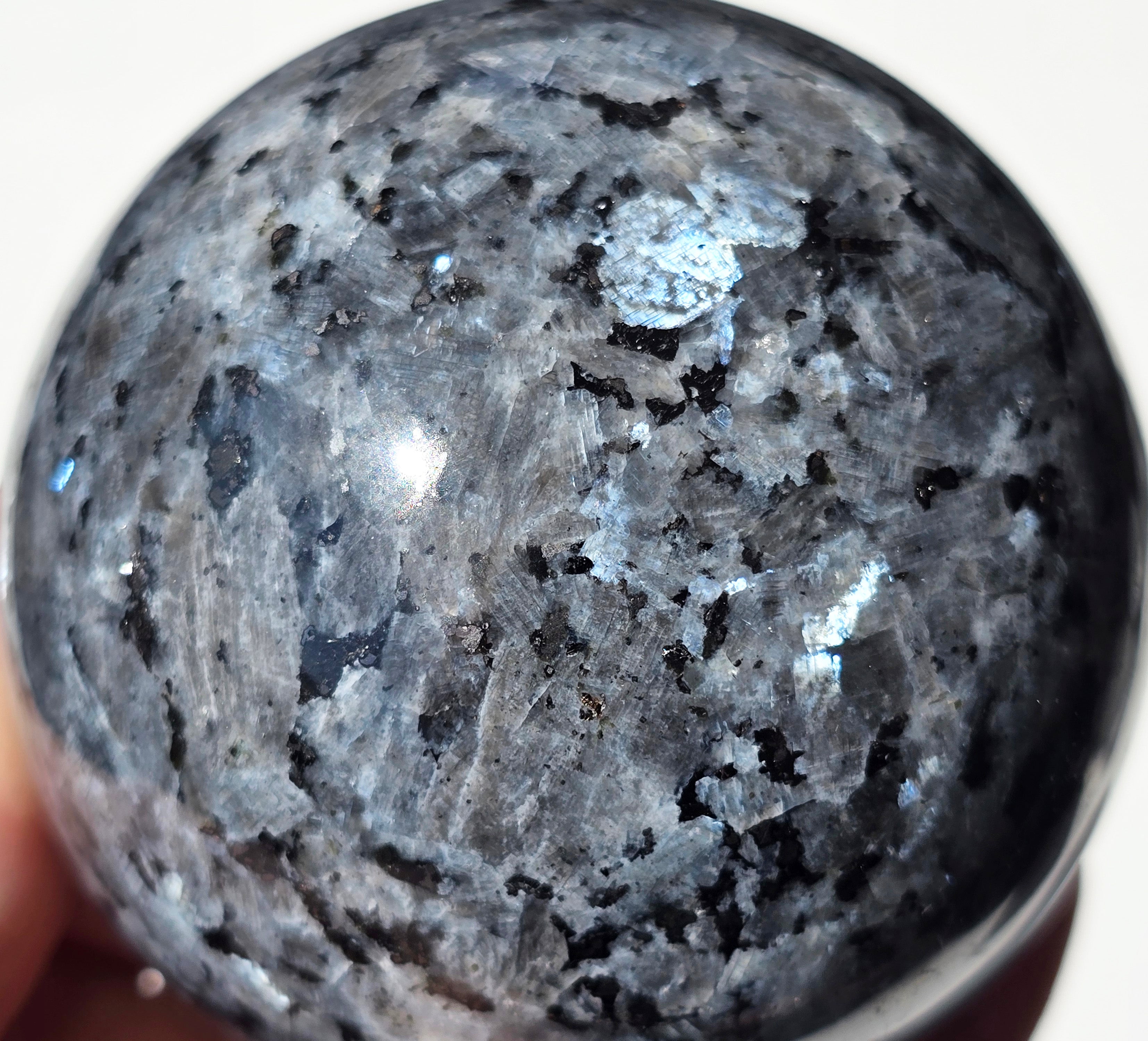 Larvikite Sphere Flashy 73 mm