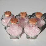 Rose Quartz Chips Heart Bottle / Bridesmaid Gift / Wedding / Party Favors