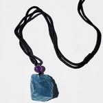 Raw Aquamarine Necklace with Amethyst bead - Unisex
