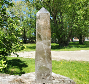 Smoky Quartz Tower - EXTRA LARGE with rainbows includions 19"