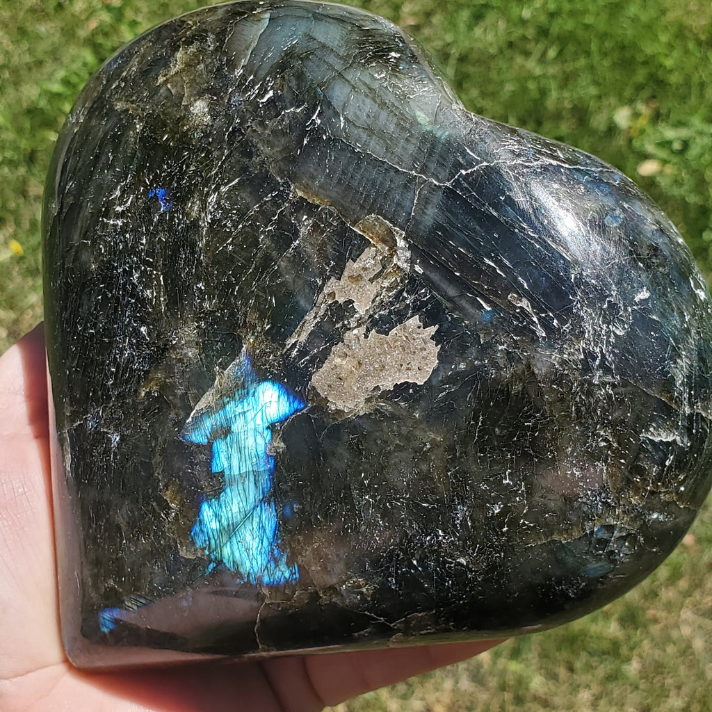 Labradorite stone heart LARGE on SALE