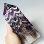 LARGE Chevron Amethyst Tower with rainbow inclusion