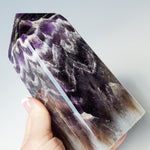 LARGE Chevron Amethyst Tower with rainbow inclusion