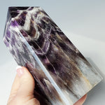 LARGE Chevron Amethyst Tower with rainbow inclusion