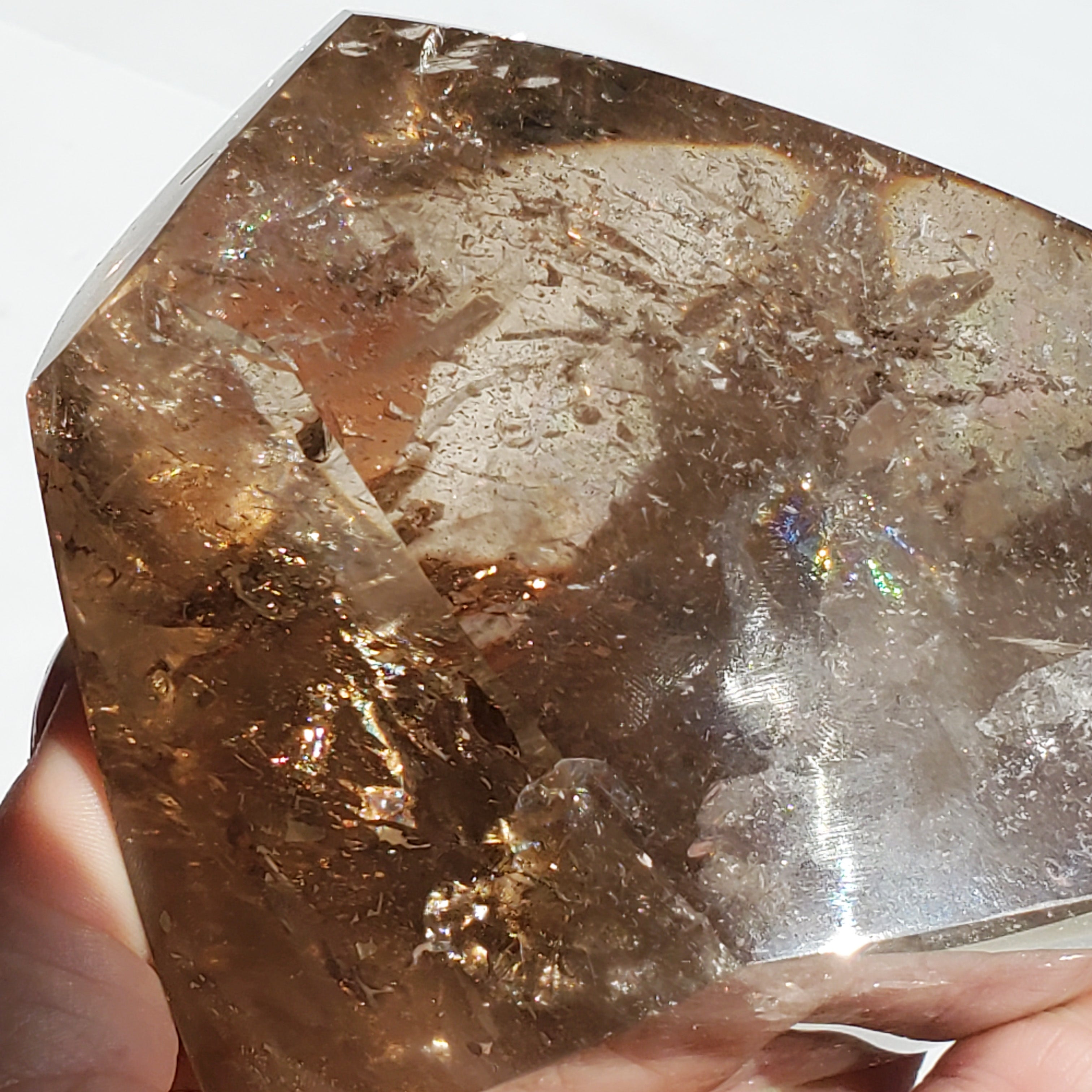 Smoky Quartz freeform with rainbows inclusions 1 lb 12.2 oz