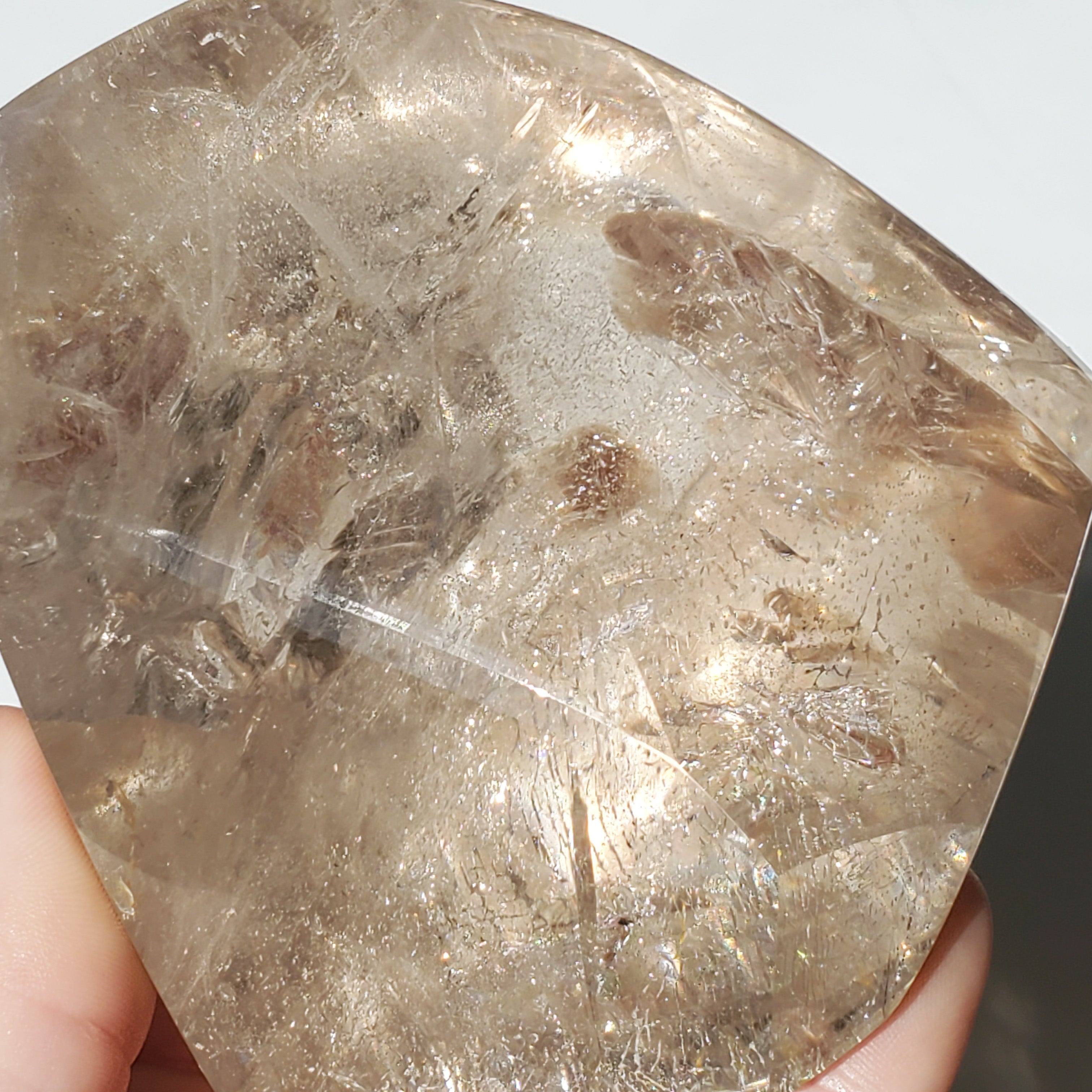 Smoky Quartz Crystal with Rainbow Inclusions