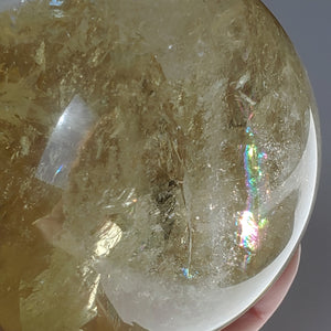 LARGE Citrine Sphere with rainbow inclusions 91 mm
