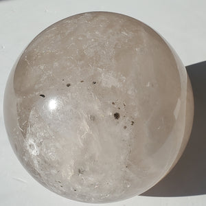 Smoky Quartz Sphere with rainbow inclusions LARGE 6 5/8"