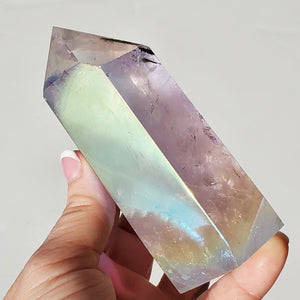 Angel Aura Quartz Crystal Point 10.9 oz / 4 3/4"