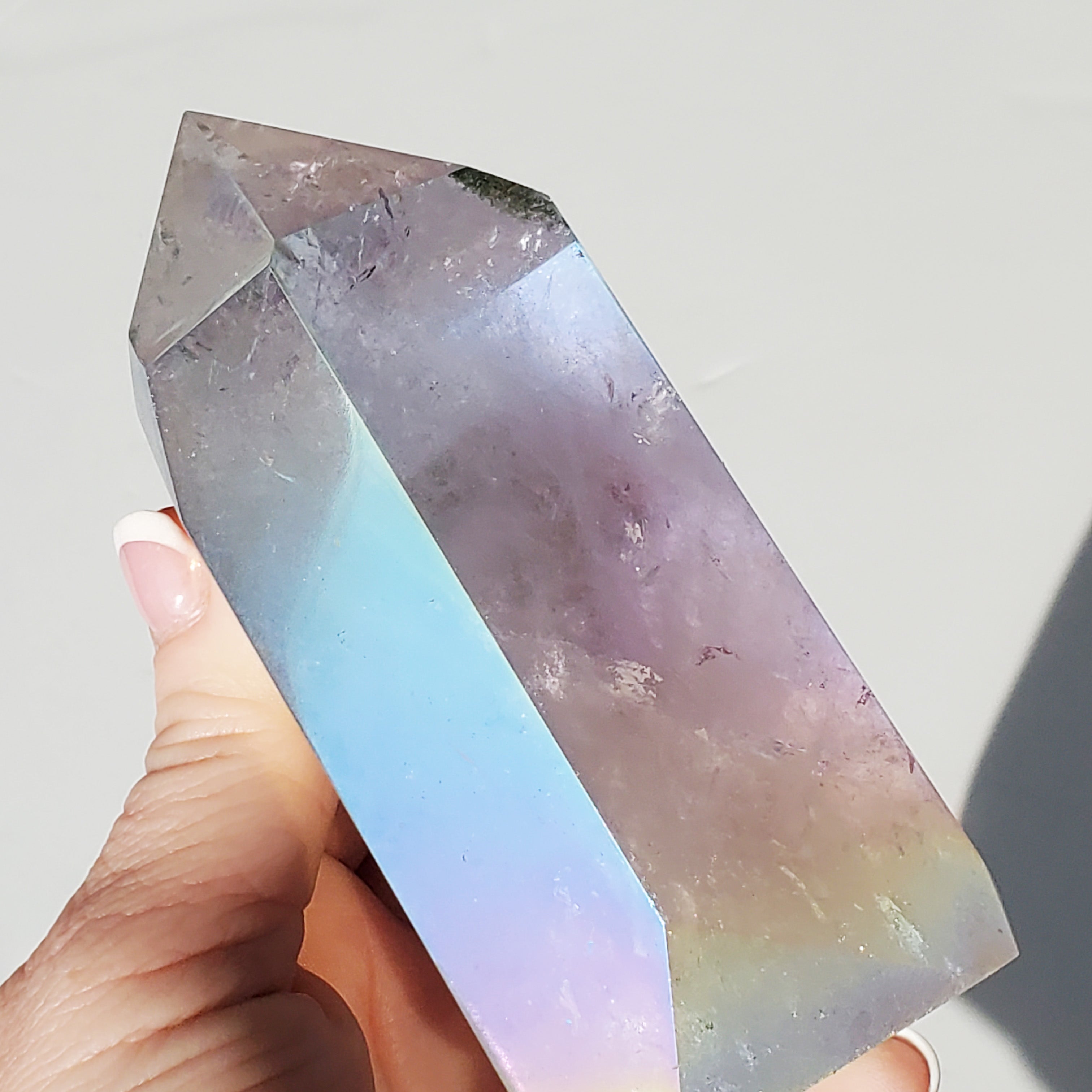 Angel Aura Quartz Crystal Point 10.9 oz / 4 3/4"