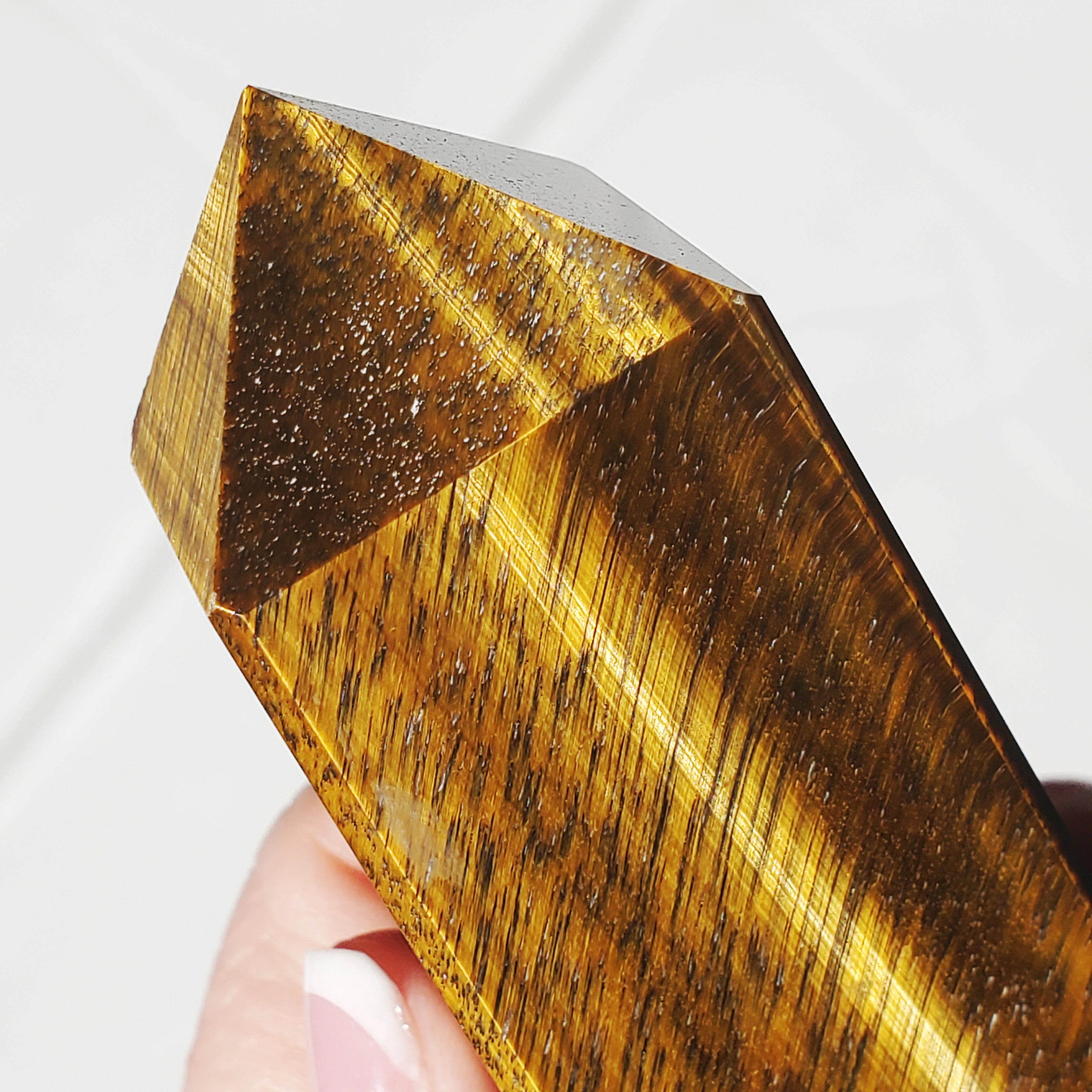 Tiger's Eye Stone Tower Point  5 1/8"