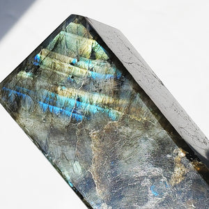 Labradorite Tower Point Flashy 6 3/8" tall
