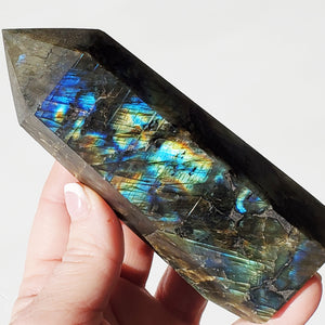 Flashy Labradorite Tower Crystal Point 5"