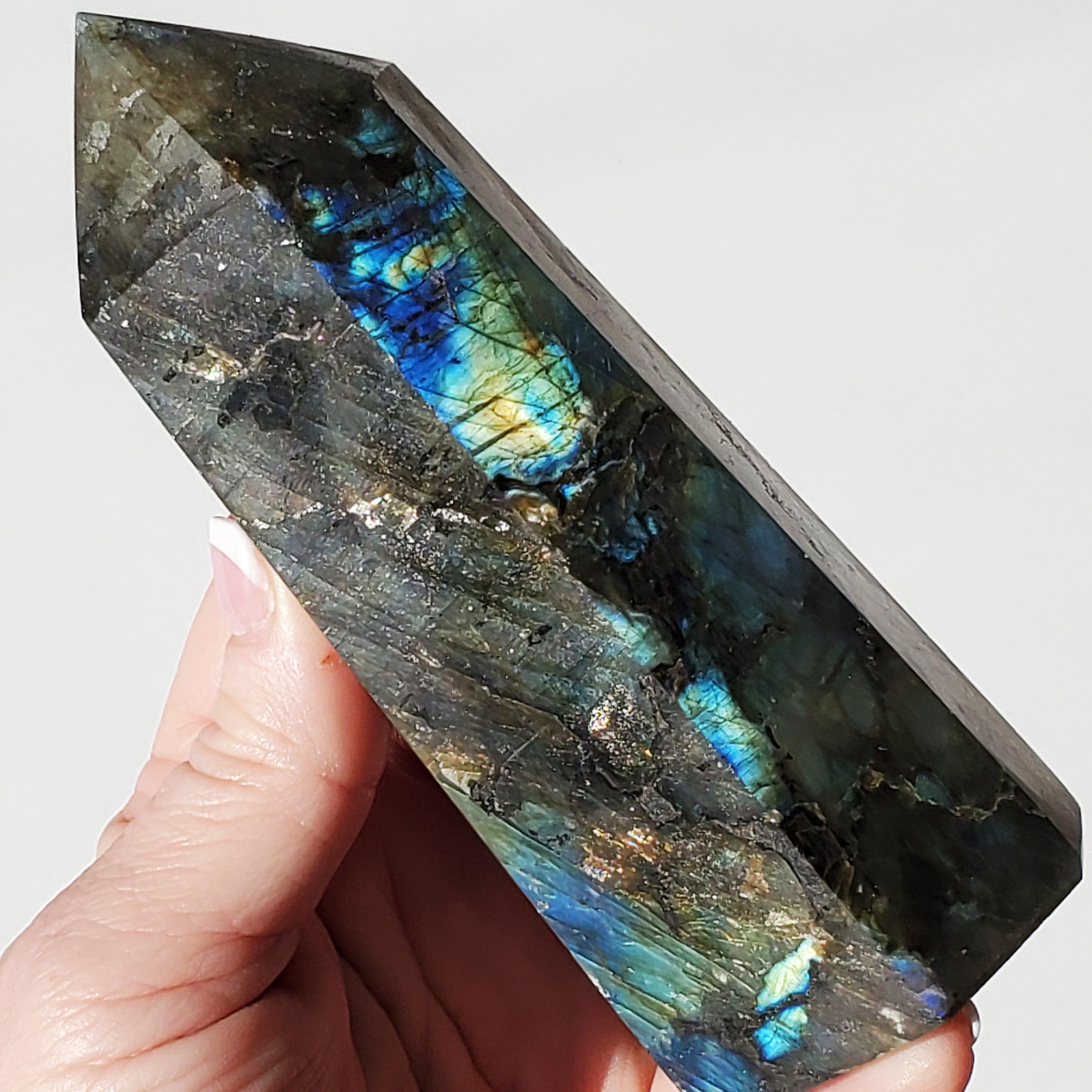 Flashy Labradorite Tower Crystal Point 5"