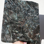 Flashy Arfvedsonite stone with garnet mineral slab / plate