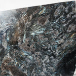 Flashy Arfvedsonite stone with garnet mineral slab / plate